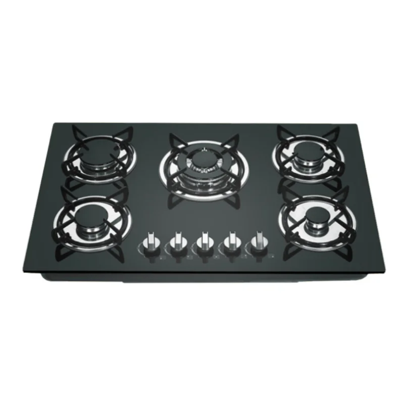 Home kitchen appliance 5 burner built in NG gas stove cooker with flameout protection glass top gas cooktop