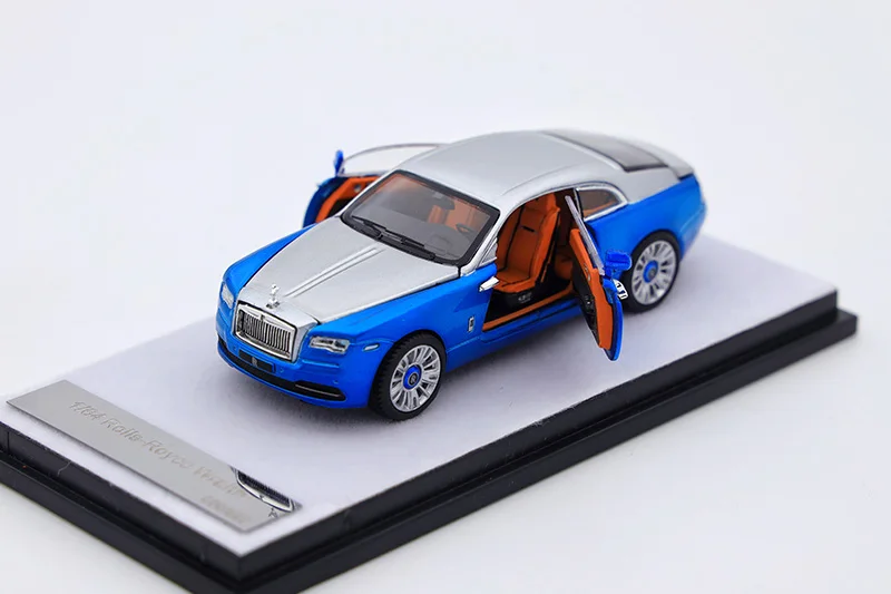 

Модель автомобиля LJM 1:64 Blue Rolls-Royce Phantom Wraith из сплава, две двери, четыре двери, Подарочные игрушки для детей