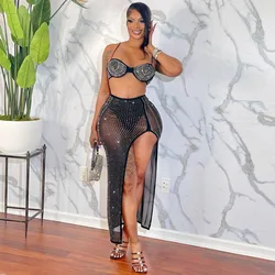 High Waist 2 Piece Bikini Set With Cover Up 2022 Swimsuit Women Print Sleeveless Bathing Suit Beachwear Swimming Biquini New