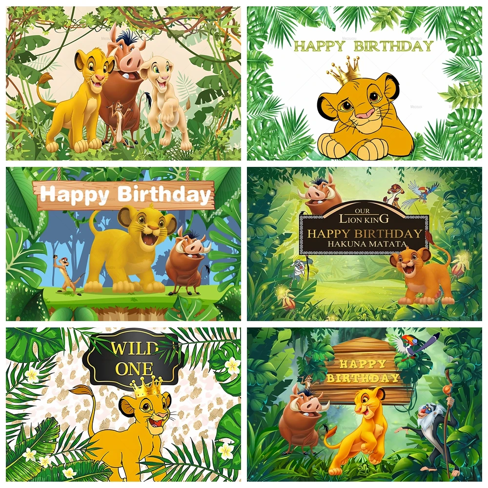 

Disney Simba Lion King Backgrounds Custom Kids Boys Birthday Party Forest Decor Banner Baby Shower Cartoon Photography Backdrops