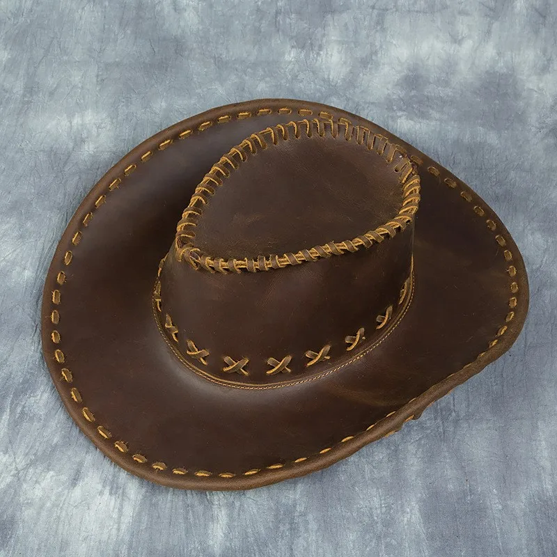 A leather hat for adults top layer of men