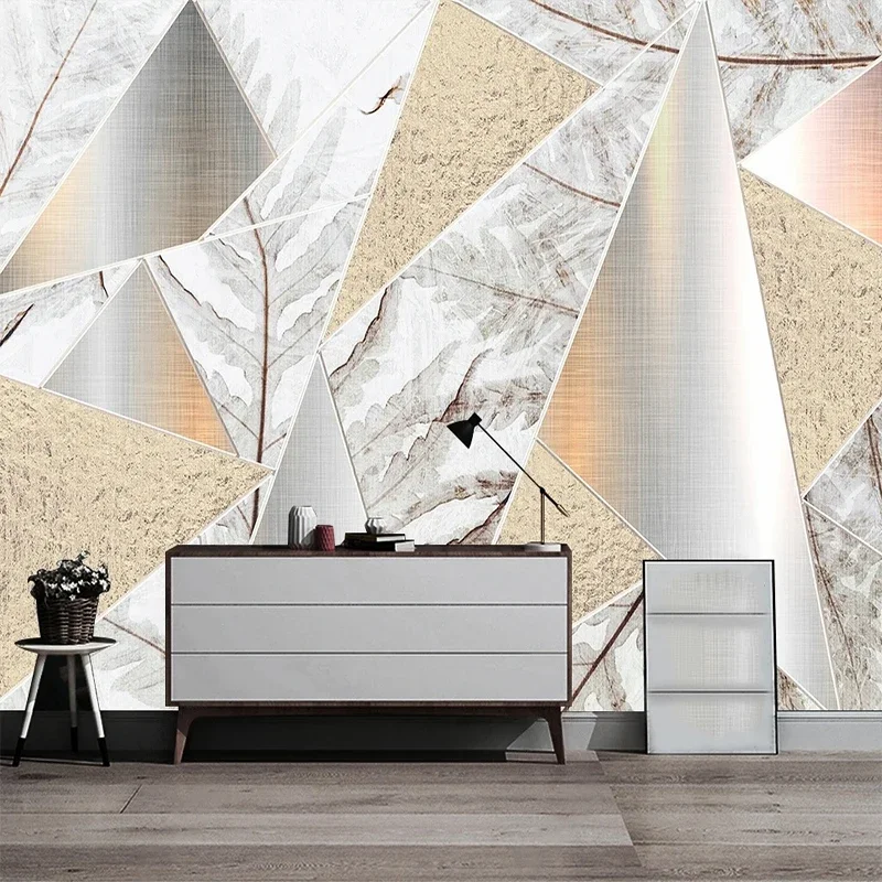 Modern Geometric Pattern Wallpapers 3D Stereoscopic Abstract Tropical Plant Custom Art Decoration Photo Murals Murales De Pared