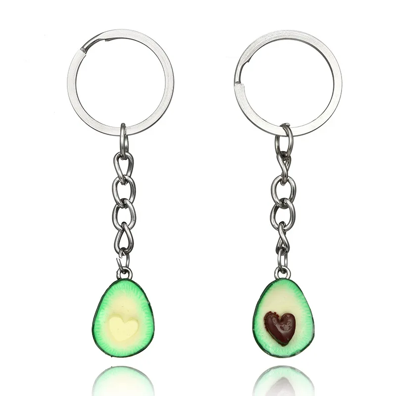 Grass Green  Simulation Fruit Avocado Heart-shaped Keychain Fashion Jewelry  Keyrings Best Friend s BFF