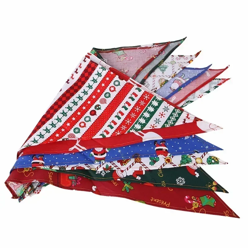 Dog  Christmas Triangle Cat Scarf Printed Pet Dress Up Triangle Scarf Saliva Towel Christmas Decoration Bib Big Dog Pet Supplies