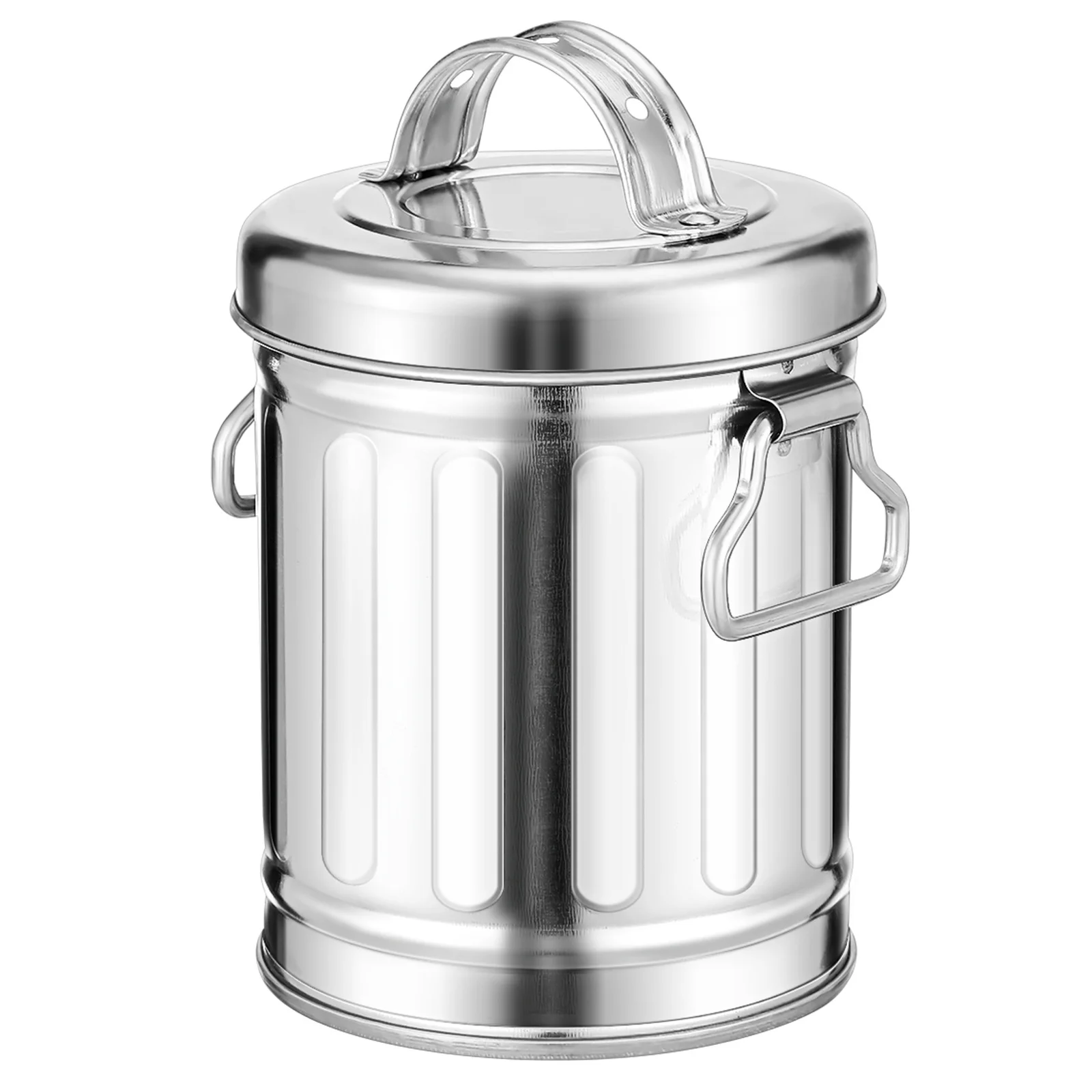 1 قطعة منفضة سجائر صغيرة لسطح المكتب مع غطاء تصميم دلو حديد مجلفن للمنزل والمكتب الغرور منضدية سلة المهملات دلو معدني منفضة سجائر #5