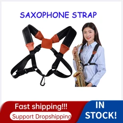 Adjustable Soft Sax Strap Adult Child Leather Double Shoulder Saxophone Straps for Alto/Tenor/Soprano Saxophone Accessories