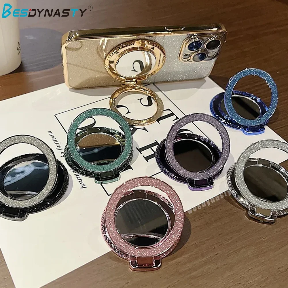

Luxury Bling Glitter Mirror Holder Stand Grip 360 Degree Rotating for Mobile Phone Back Sticker Socket Bracket
