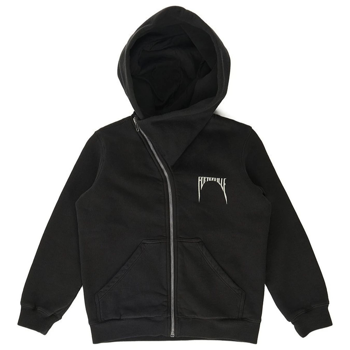 Autumn and winter vintage diagonal zipper loose hoodie with street personality and irregular hoodie