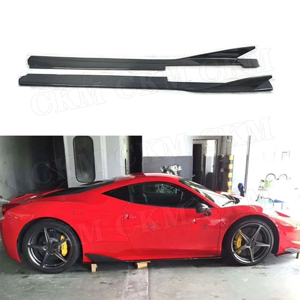

Carbon Fiber Side Skirts Aprons For Ferrari 458 2011-2014 Door Bumper Lip Guard Cover Spoiler Car Styling