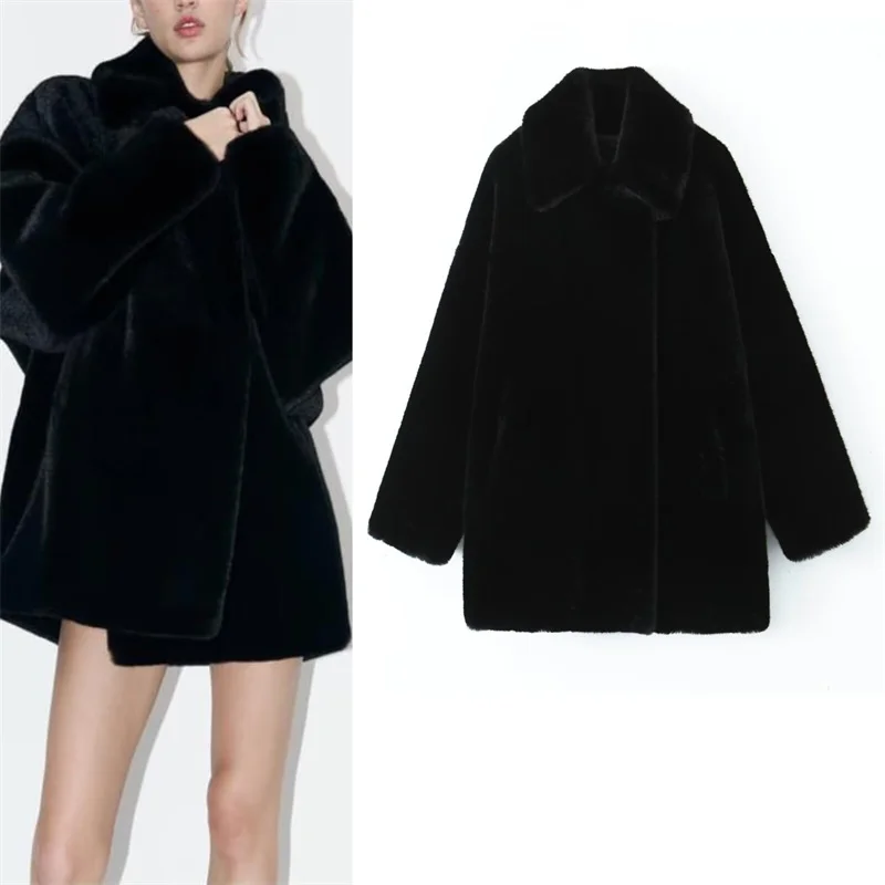 European and American style winter new temperament versatile artificial fur effect coat jacket