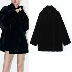 European and American style winter new temperament versatile artificial fur effect coat jacket