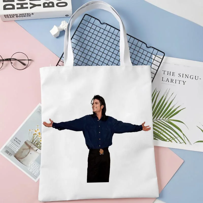 New Arrival Michael Jackson Bag Foldable Shopping Bag Reusable Eco Large Unisex Canvas Fabric Shoulder Bag Tote 0410