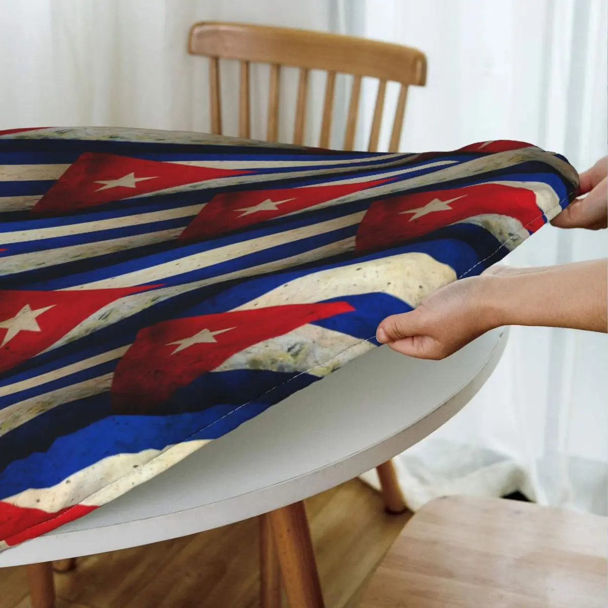 Cuba Cuban Flag Waterproof Round Tablecloth Oilproof Table Cloth for Kitchen Events Dining Table Cover