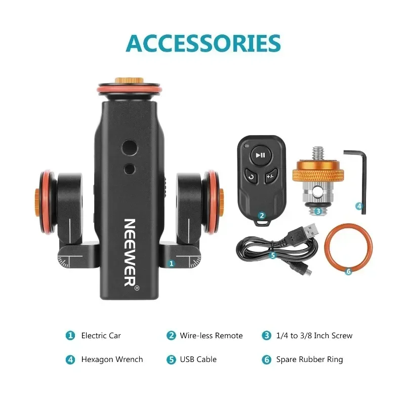 3Wheels Wireless Video Camera Dolly Speed Motorized Electric Track Rail Slider Dolly Car Compatible with Camera Gopro