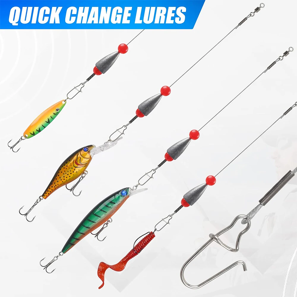 10 قطعة مجموعة أدوات كارولينا الجاهزة تتضمن 5 قطعة قادة الصيد الفولاذية مع ثقالة الرصاص يدور أدوات كارولينا و5 قطعة من طُعم الدودة #6