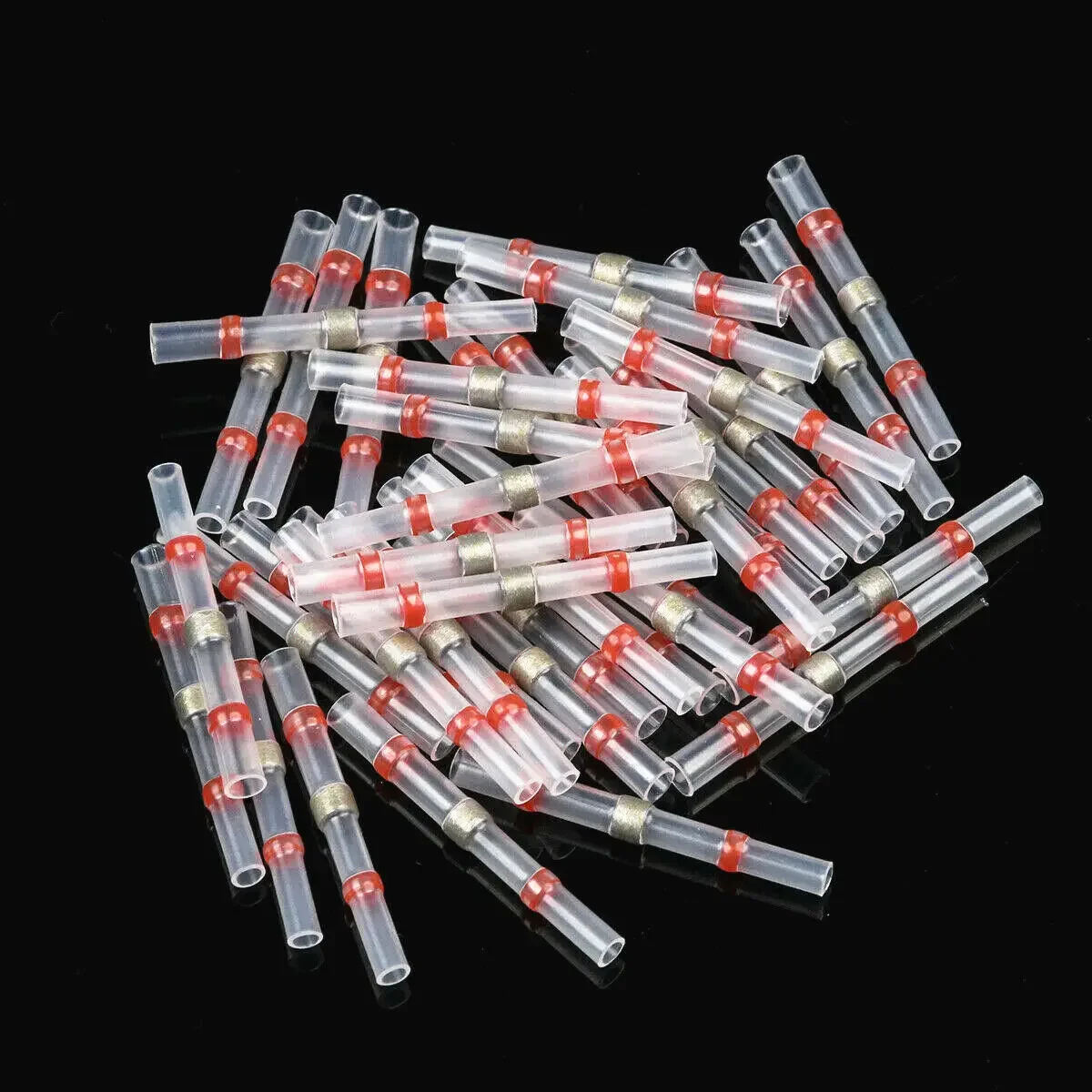 100/500/1000PCS Waterproof Solder Seal Sleeve Splice Terminals Copper Heat Shrink Electrical Wire Butt Connectors AWG22-18 Red