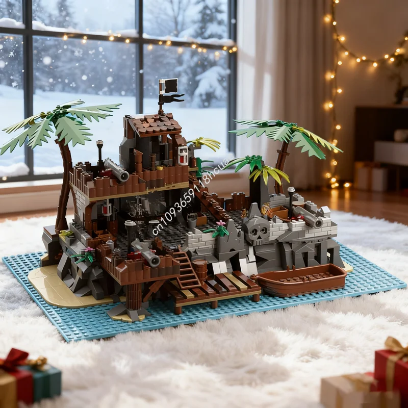 

743pcs MOC Caribbean Outpost Piratesed Model Building Blocks Construction Christmas Gifts DIY Toy Creative Idea Kids Birthday