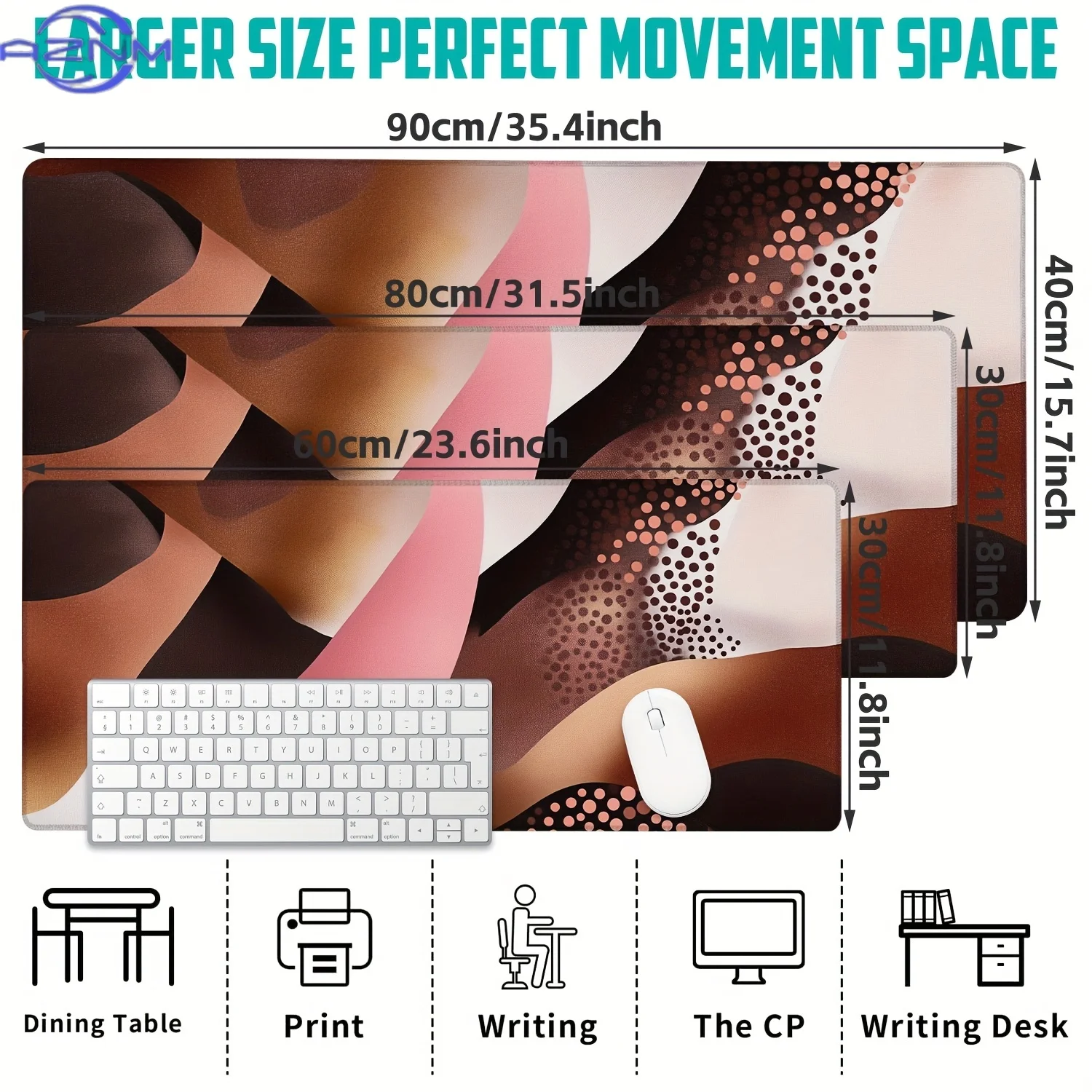 Desk Mat, Geometric Earth - Toned Abstract Desk Pad, Large Gaming Mouse Pad Office Keyboard Pad, Non-Slip Computer Mouse Pad Gif