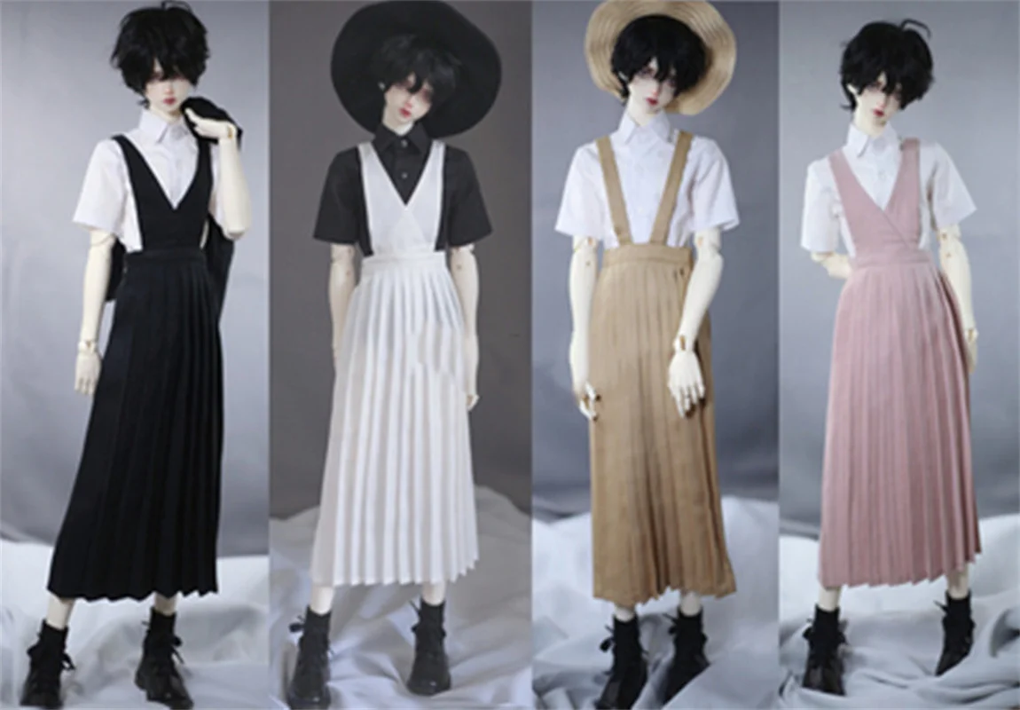 BJD doll clothes suitable for 1/3 1/4 man woman POPO68 SSDF Uncle size straps long pleated skirt 4 color doll accessories