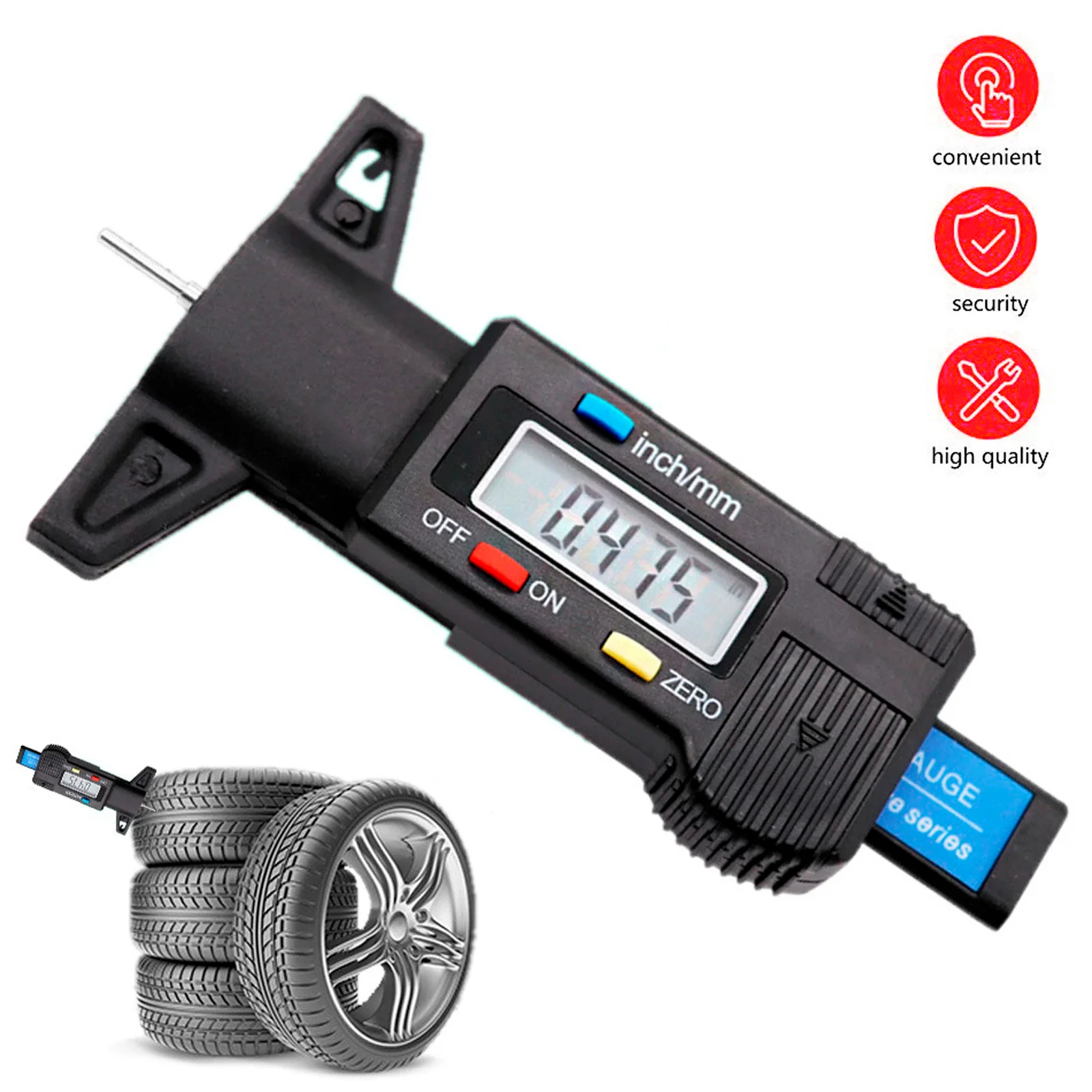 1PC Digital Depth Gauge Caliper Tread Depth Gauge LCD Tire Tread Gauge For Car Tire 0-25mm Measurer Tool Caliper Repair Tools