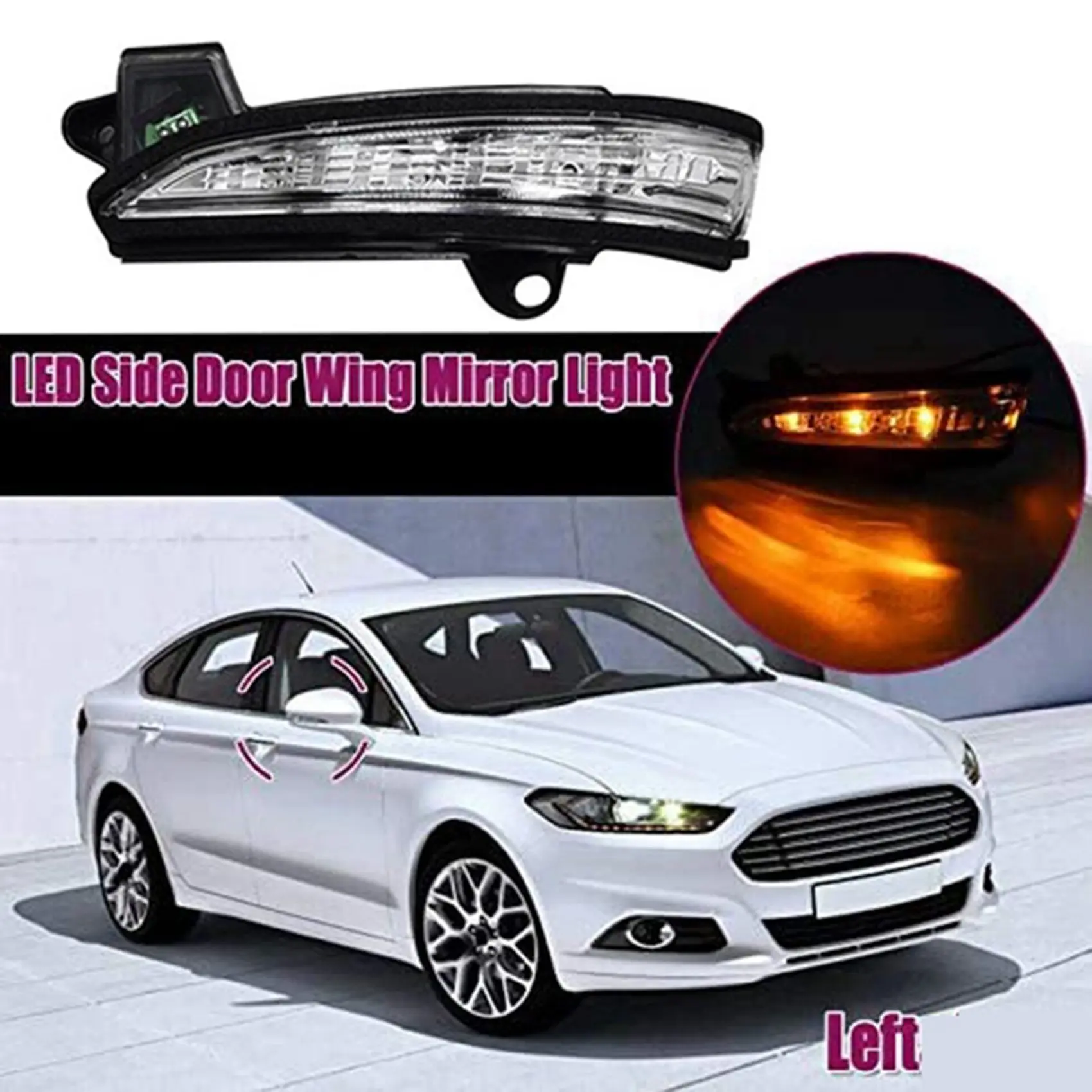 Car Left Driver Side Rearview Mirror Light Turn Signal Light for ford Mondeo Fusion 2013-2020