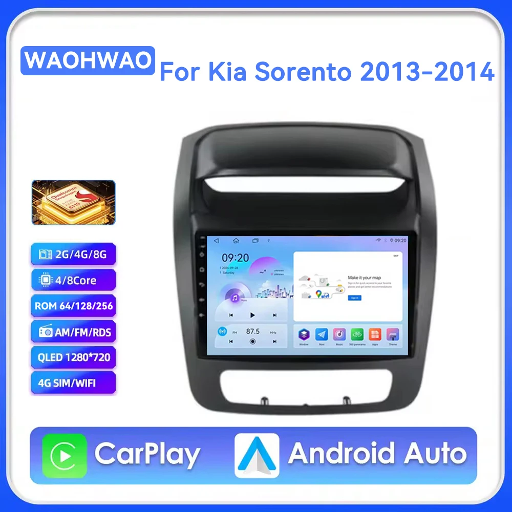 

Android 15 Carplay Auto For Kia Sorento 2 II XM 2013-2021 Car Radio Multimedia Video Player Bluetooth GPS Navigation DSP Stereo