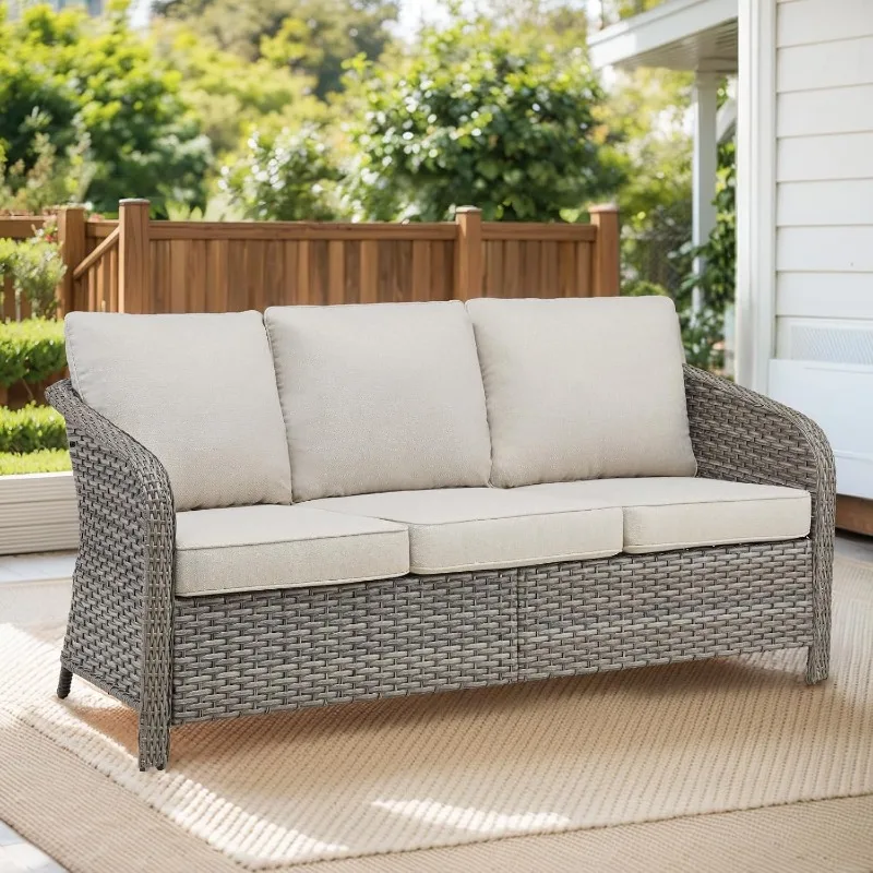 73.6 Inch Outdoor Sofa with Waterproof Furniture Cover, Outdoor Furniture