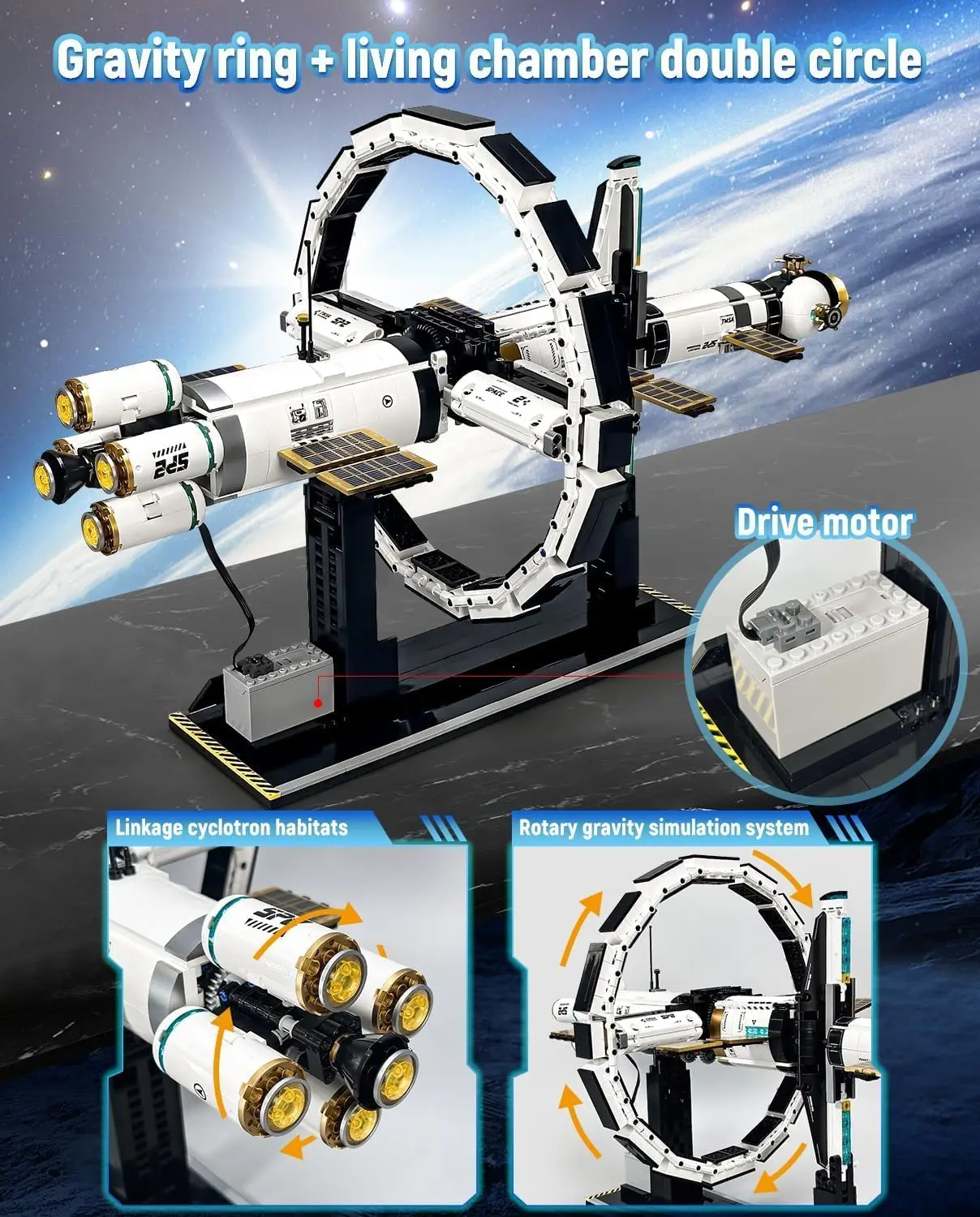 Electric International Space Station Building Kit, Collectible Display Model Building Toys Set, Ideas Gift for Adults Boys Age 8