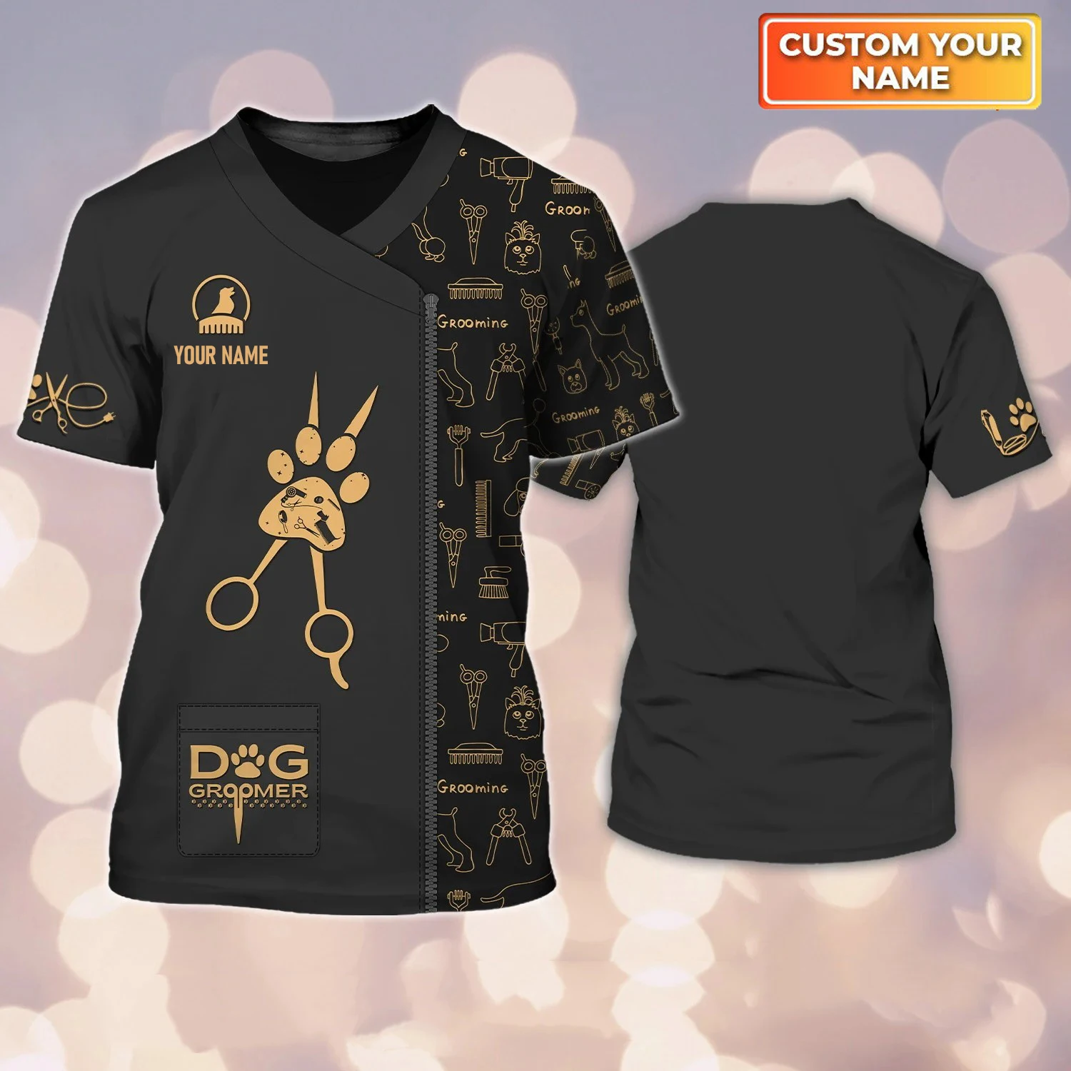 كلب التهيأ شخصية اسم موحدة تي شيرت الحيوانات الأليفة العريس ملابس العمل تيز الصيف عادية للجنسين الملابس المتضخم قصيرة الأكمام #2