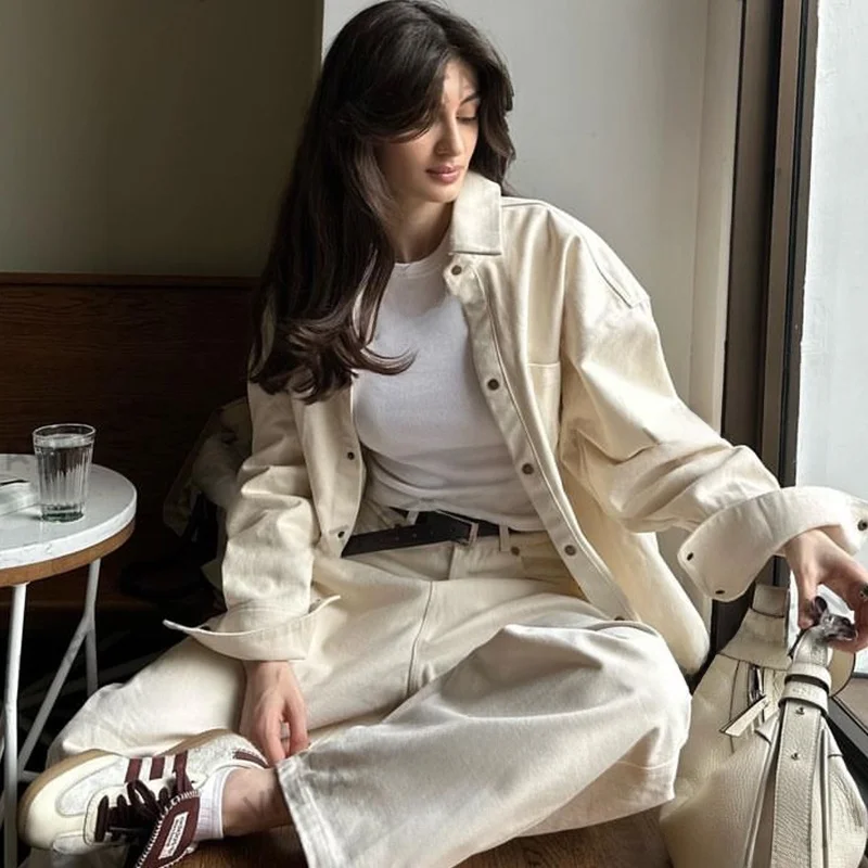 

Новинка: Женская укороченная джинсовая куртка в стиле ретро, свободного кроя, с воротником, цвета хаки, с длинными рукавами и карманами, в уличном стиле.