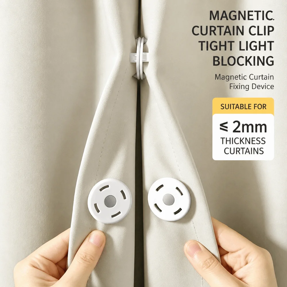 ABS Magnetic Curtain Closure Clips No Drill Anti-Leak Light Curtain Gap Stoppers Curtain Hold Buttons