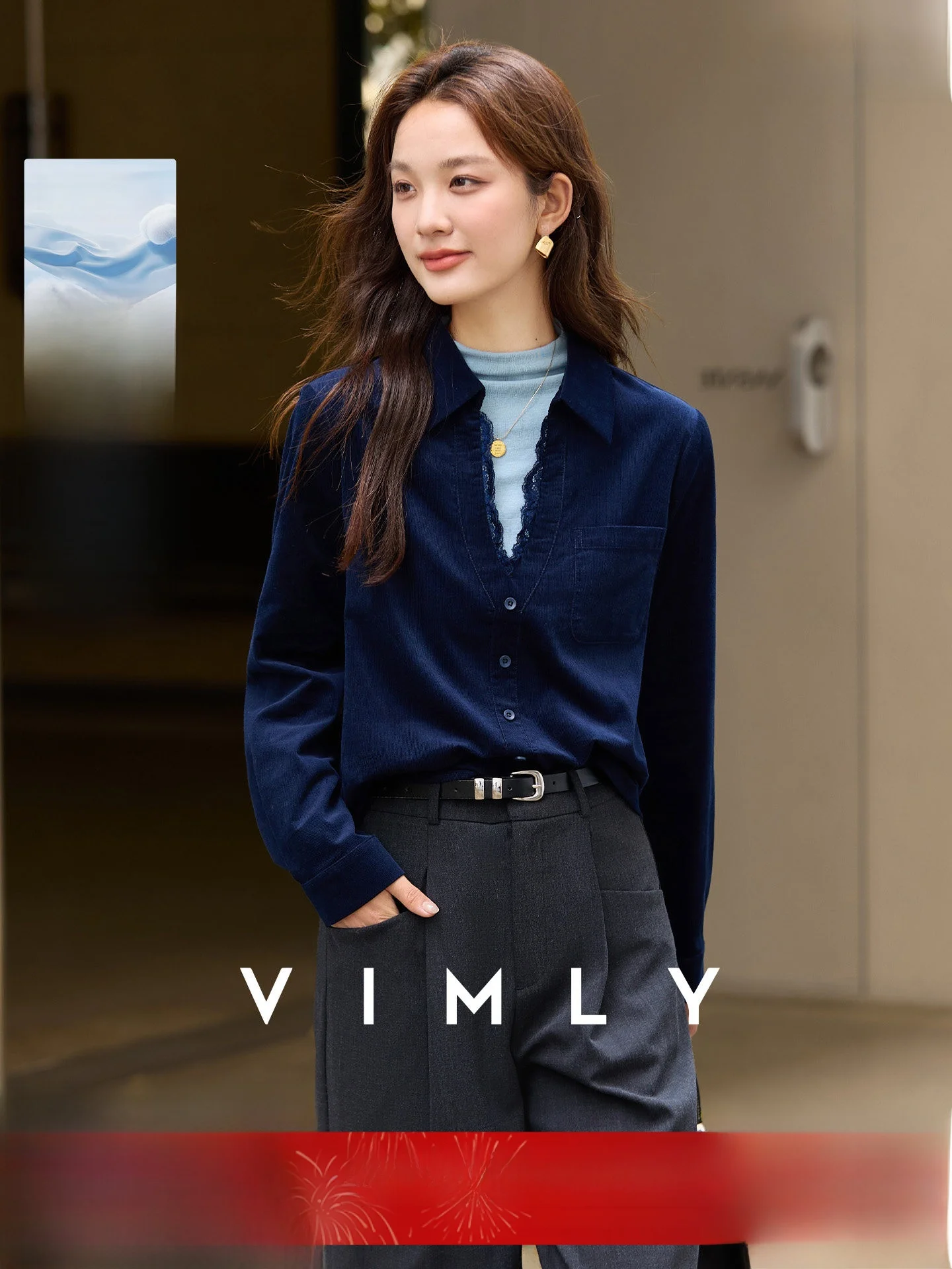 

Французская женская блузка с длинным рукавом и высоким воротником, с кружевной отделкой, цветная, из хлопка, повседневная, комфортная, для ежедневной носки