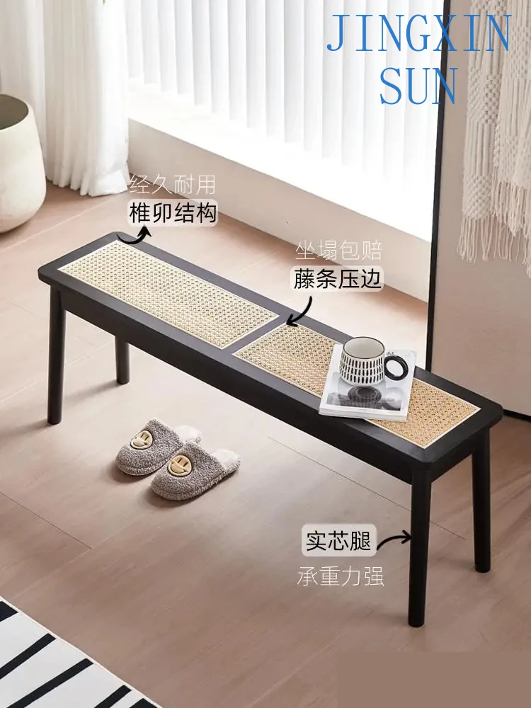 Solid Wood  Bench Log Chair Bed End Shoe Changing Stool Household
