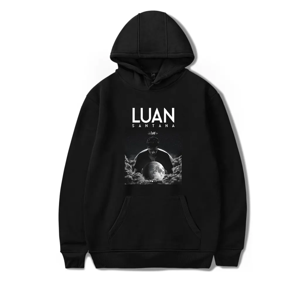 Luan Santana Merch Luan Ao Vivo na Lua Album Hoodie Unisex Casual Printed Long Sleeve Pullovers Streetwear