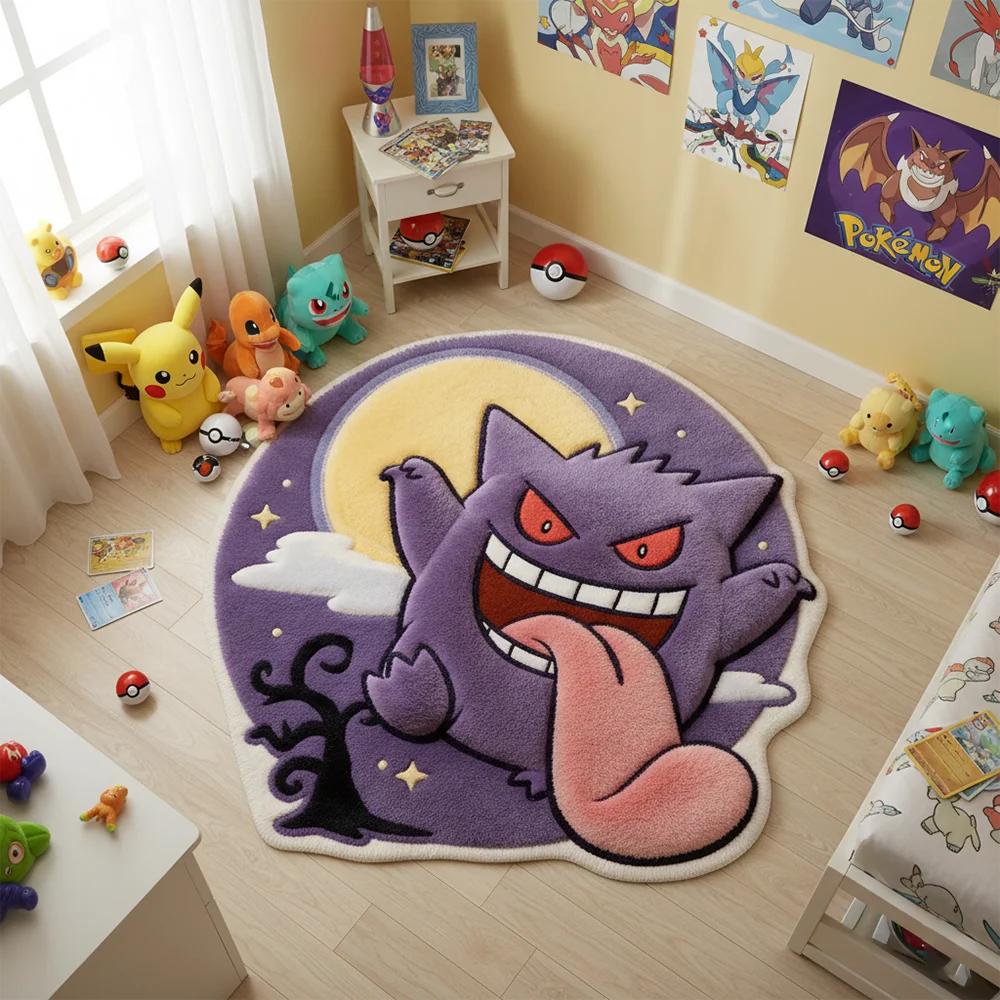 

Pokemon Anime Gengar Under the Moonlight Rug Floor Mat Kids Room Decor Non-Slip Carpet,Pet/Game Mat,Soft Decorative Blanket