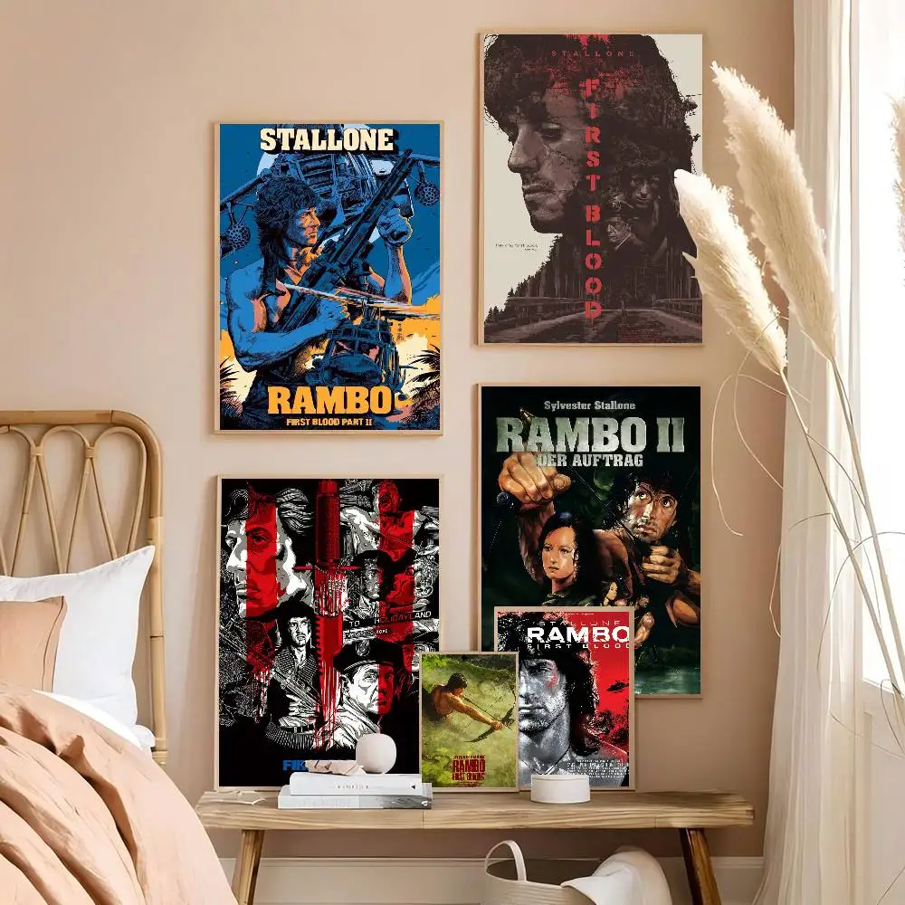 Classic Movie Rambo First Blood Vintage Film Classic Vintage Posters HD Quality Wall Art Retro Posters for Home Room Wall Decor