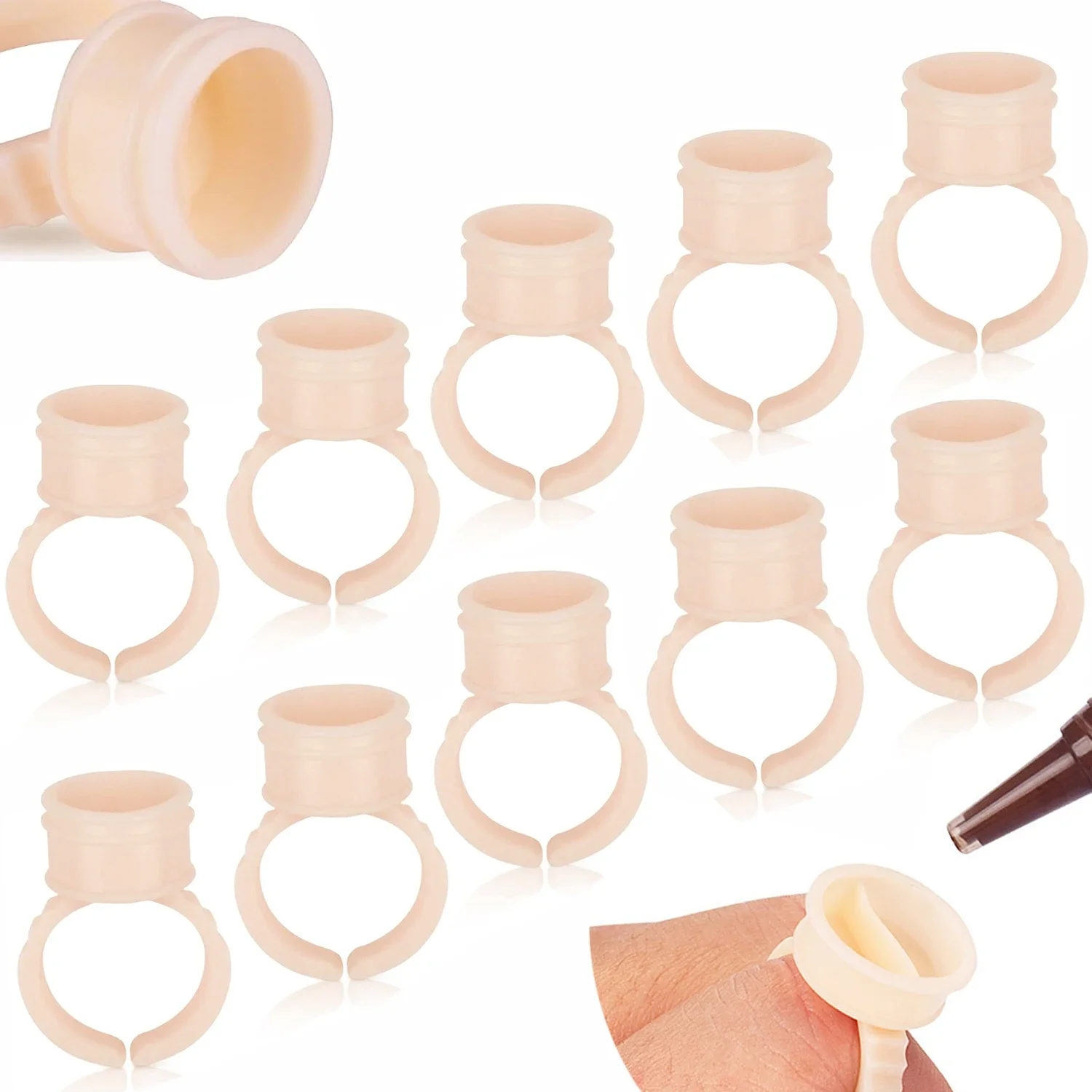 1000pcs Disposable Silicone Microblading Ring Permanent Makeup Tattoo Ink Cup Pigments Holder Rings Tattoo Accessories