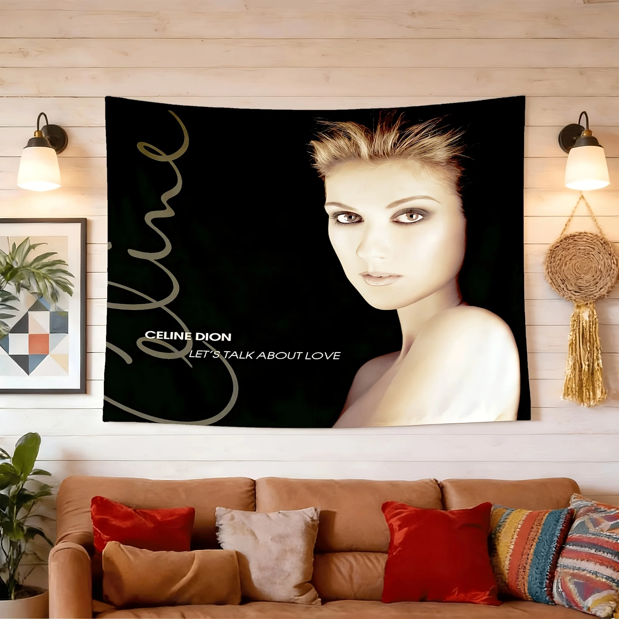 A  Dion-designed Peach Skin Wall Tapestry for Men's Bedrooms, Dorms, or Gaming Room Decor, Designed for Horizontal Interior Wall Hanging