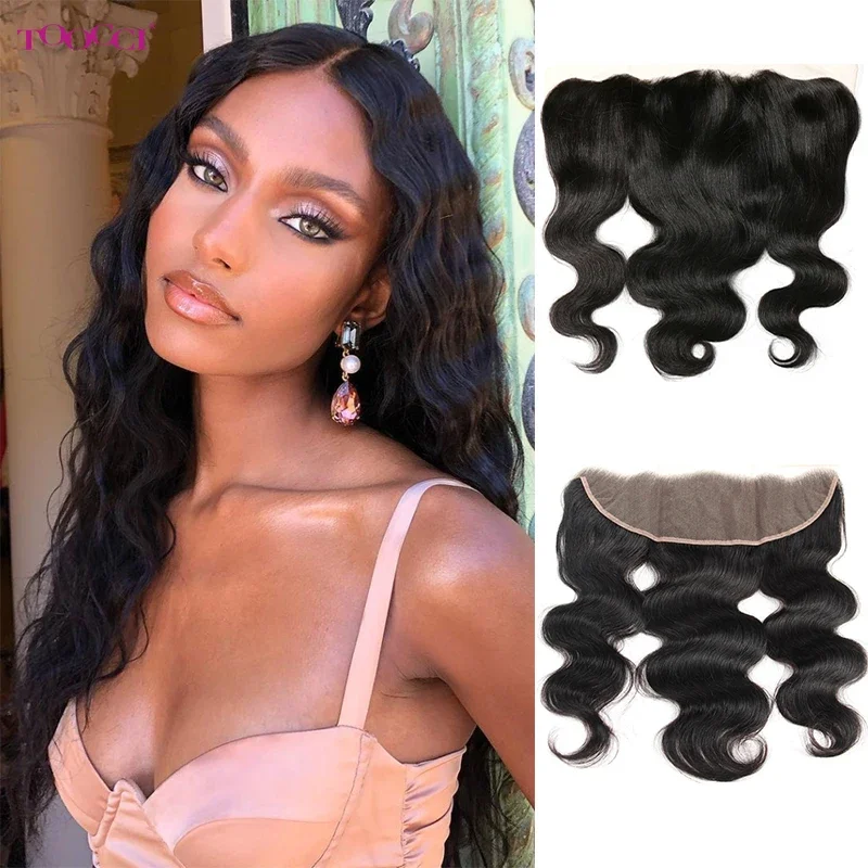 

Body Wave Human Hair Closure 13X4 100% HAND TIED DD LACE FRONTAL Three Parts Transparent Lace Closures Only PrePlucked Bady Hair