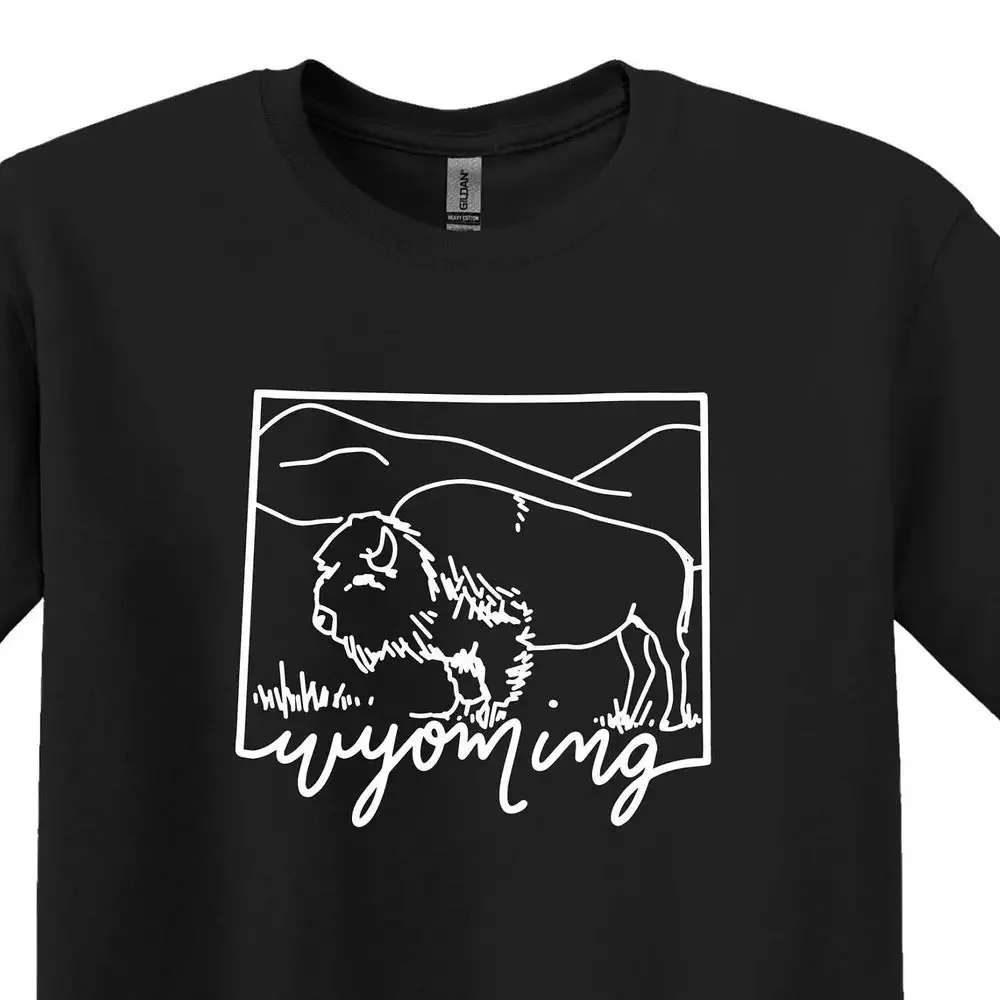 Wyoming State T Shirt Map Bison Travel Trip Customized Family Reunion S