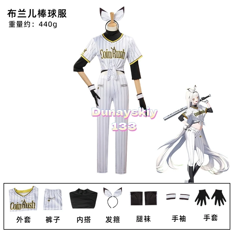Sexy Women NIKKE Blanc Cosplay Costume The Goddess of Victory White Stripes Baseball Uniform Wig Halloween Carnival Outfit