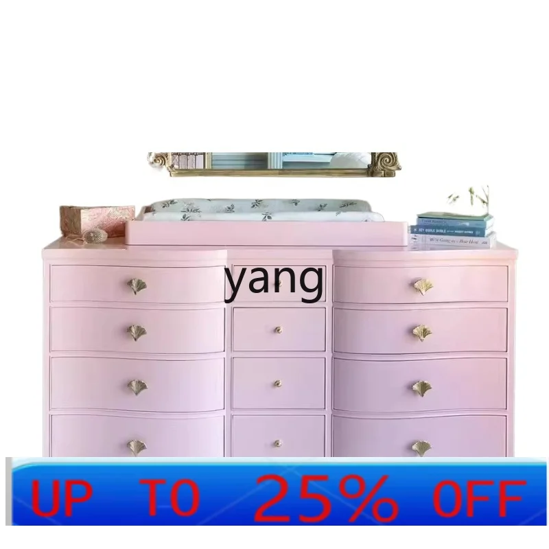 

LTT French solid wood chest multi-functional locker bedroom bedside storage cabinet