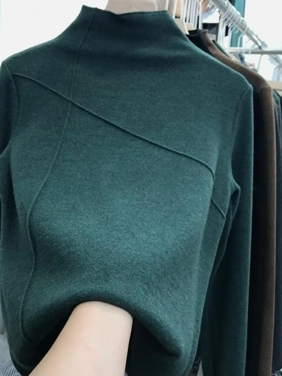 

Slim Fit Long Sve Base irt Women's Faionable Sli Thermal f High Collar T-irt Student Winter Commute Sle Top