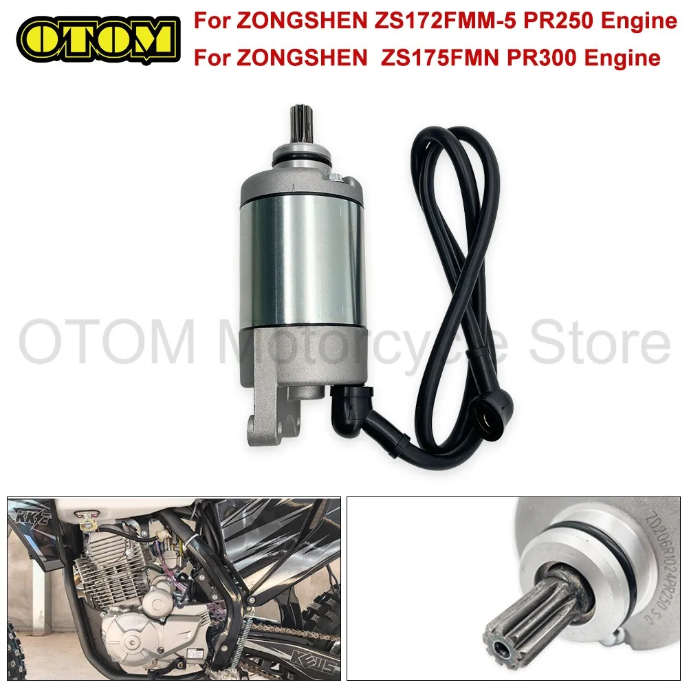Motorcycle For ZONGSHEN ZS172FMM-5 ZS175FMN Starter Motor 9T Electrical Start Engine PR250 PR300 KEWS HENGJIAN Off-road Pit Bike