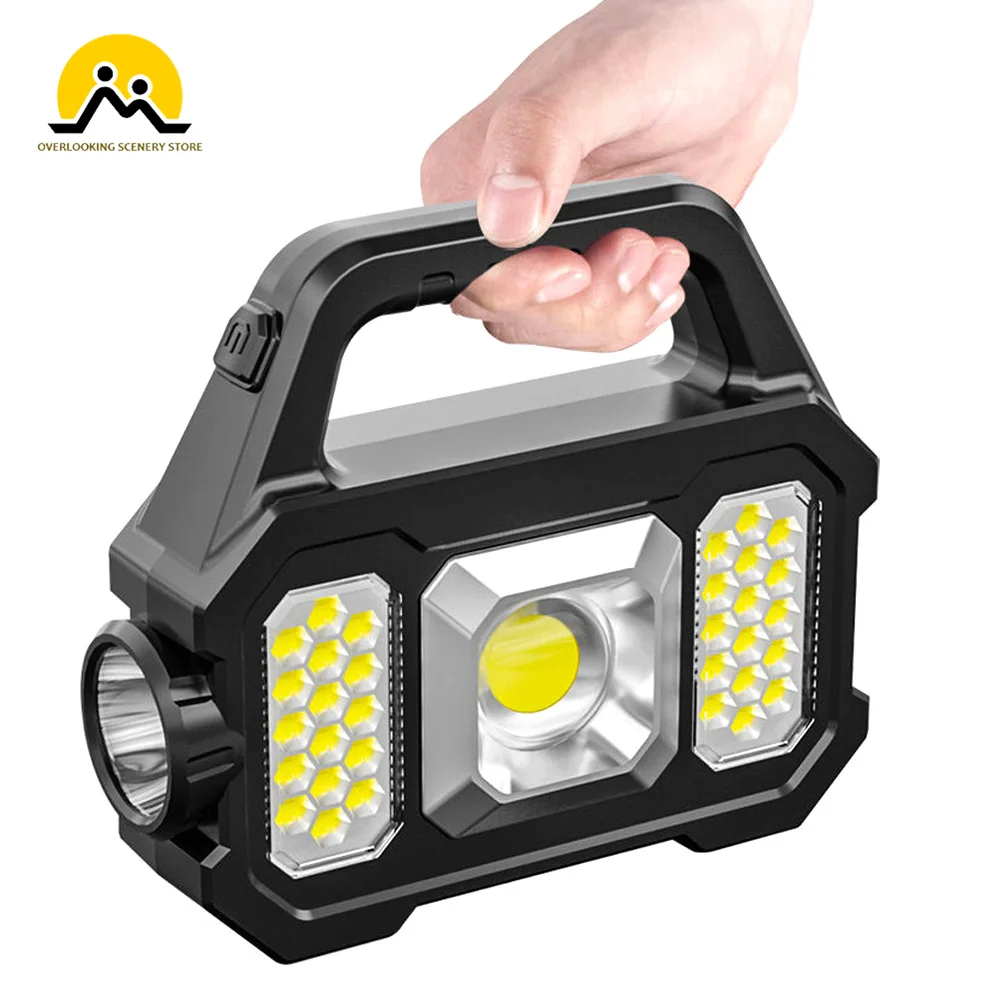 Solar Lantern Super Bright Solar LED Camping Flashlight With COB Work Lights USB Rechargeable Handheld Solar Powered Lanterns