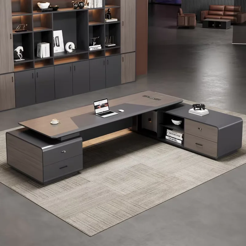 Luxury Modern L-Shaped Executive Office Boss Holz Arbeitsplatz Schreibtisch Bureau Furniture Table Set