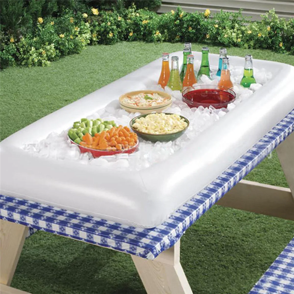 2Pcs Inflatable Ice Bar Serving Station 51.5x24.5x5inch Extra Large Portable Waterproof Cooler for Picnic Pool Party Bbq Camp