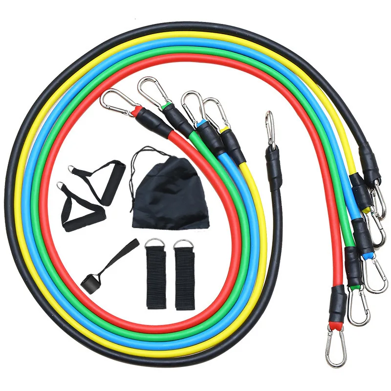 Portable Men‘s Home 11 Piece Pulling Rope Set Training Combination Elastic Rope Fitness