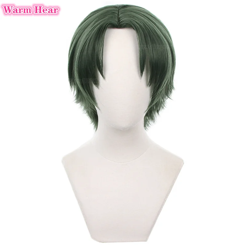 Hasumi Keito Cosplay Wig  ES Hasumi Keito Wigs 30cm Dark Green Heat Resistant Hair Halloween Party Wigs + Wig Cap