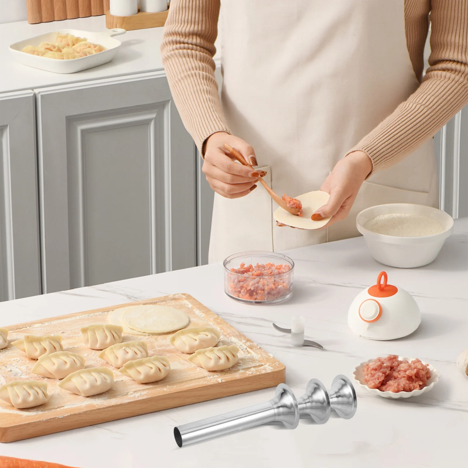 

3Pcs Sausage Stuffer Kit Stainless Steel Funnel Set for Ground Meat Easy Operation and Effortless Cleaning